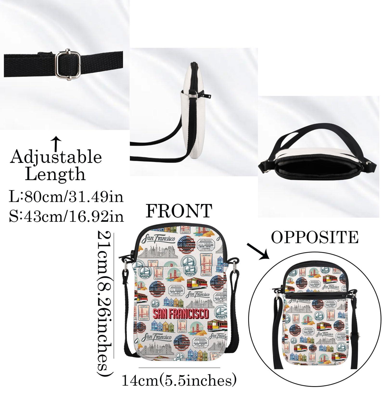 UJIMS UJIMS San Francisco Souvenir San Francisco Trip Crossbody Bag San Francisco Landmarks Gifts California State Map Gift (SFCBag)