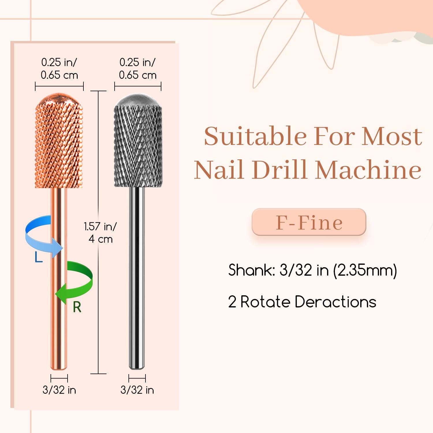 BLESWIN 60/60 Grit Nail Files with Safety Nail Drill Bits for Acrylic Nails Gel Nails