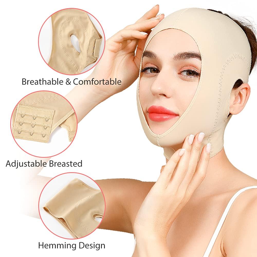 JLK-ZHOU JLK-ZHOU Reusable Chin strap, Slimming Strap Face Lift Tape, V Line Lifting Face Mask, Double Chin Reducer Face Neck Slimmer Tighten and Lift Facial Skin (L)