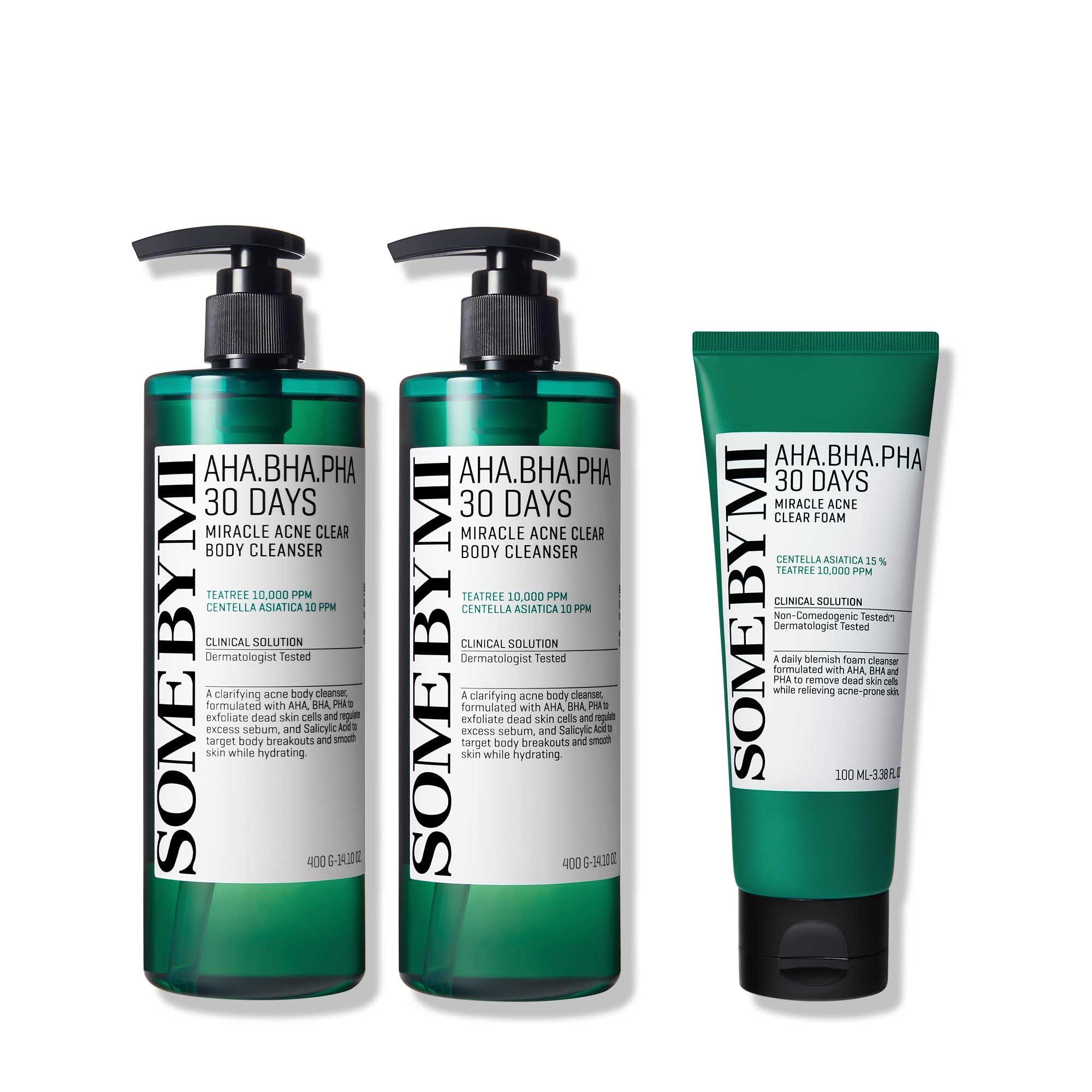 SOME BY MI SOME BY MI AHA BHA PHA 30 Days Miracle Acne Clear Body Cleanser - Pack of 2 + AHA BHA PHA 30 Days Miracle Acne Clear Foam