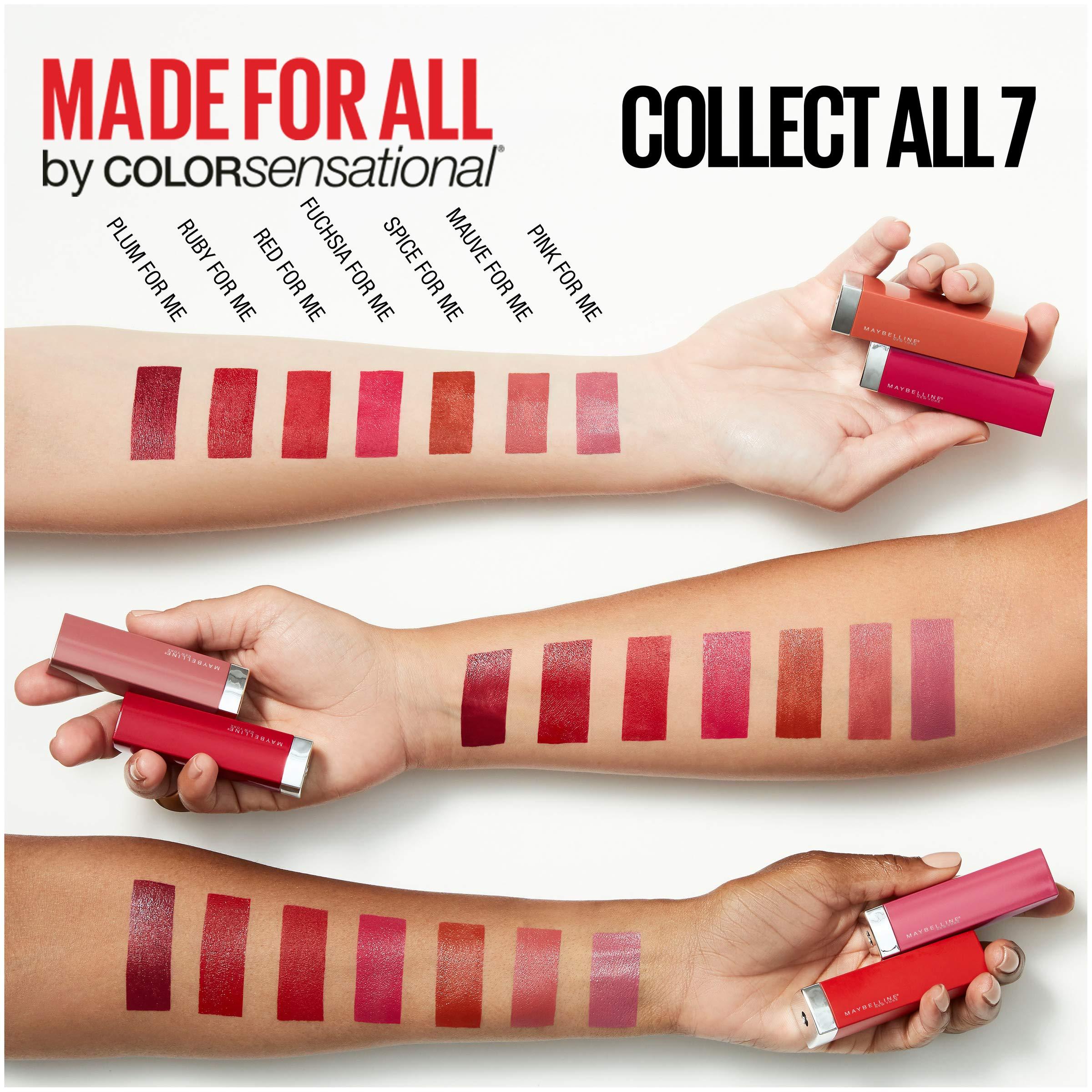 MAYBELLINE Maybelline Color Sensational Made for All Lipstick, Crisp Lip Color & Hydrating Formula, Ruby For Me, Red, 1 Count