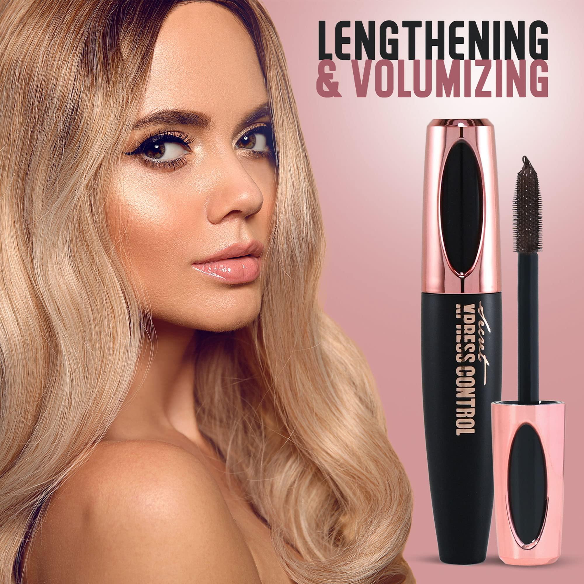 Secret Xpress Control Secret Xpress Control 4D Silk Fiber Lash Mascara, Lengthening and Thick, Volume, Long Lasting, Smudge-Proof, All Day Full, Long, Thick Eyelashes (Brown)