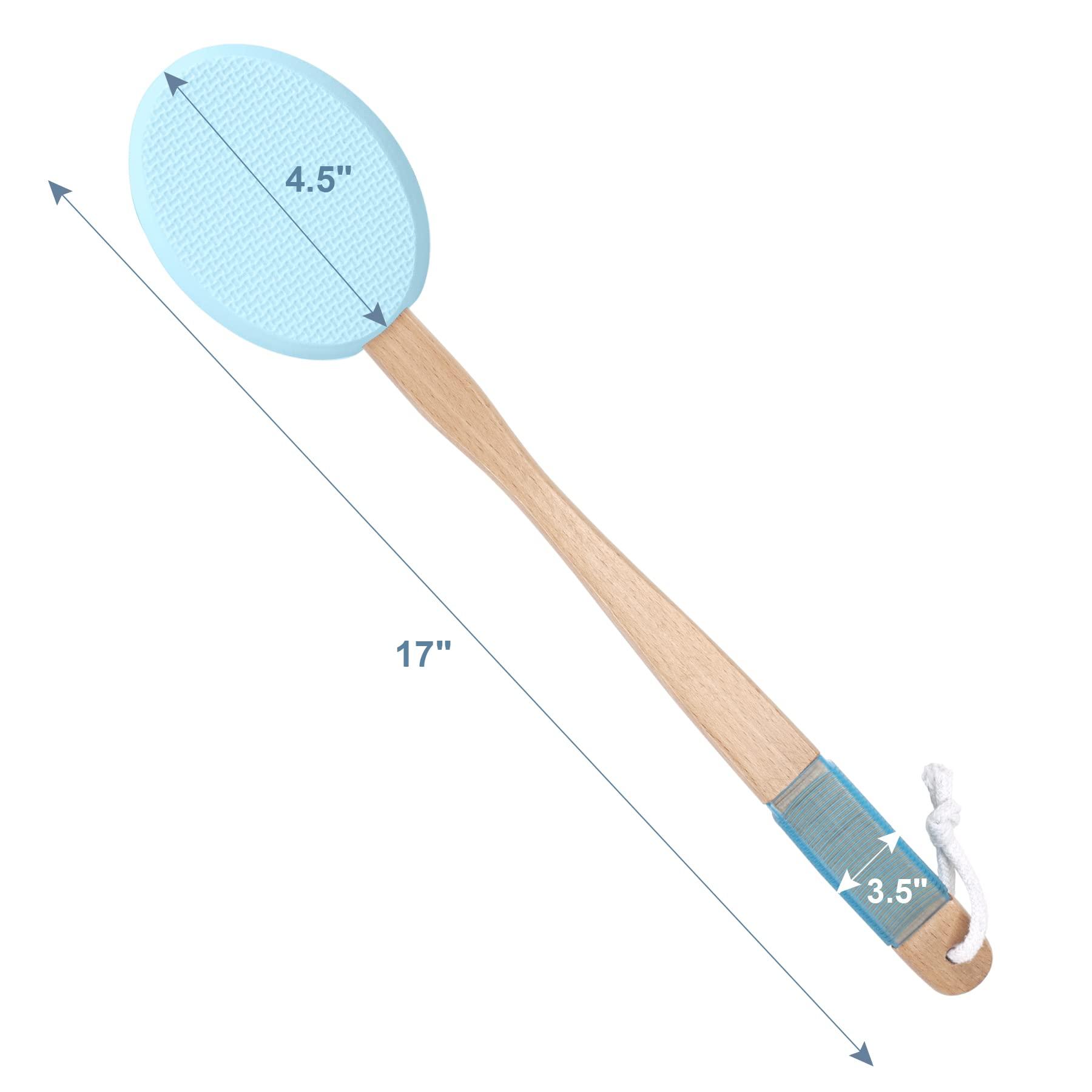 AmazerBath AmazerBath Lotion Applicator for Back, Feet, 4 Replaceable Pads with 1 Long Handled, Back Sunscreen Applicator for Elderly, Women, Apply Cream Medicine Skin Cream Moisturizer Sunscreen Tanner, Blue