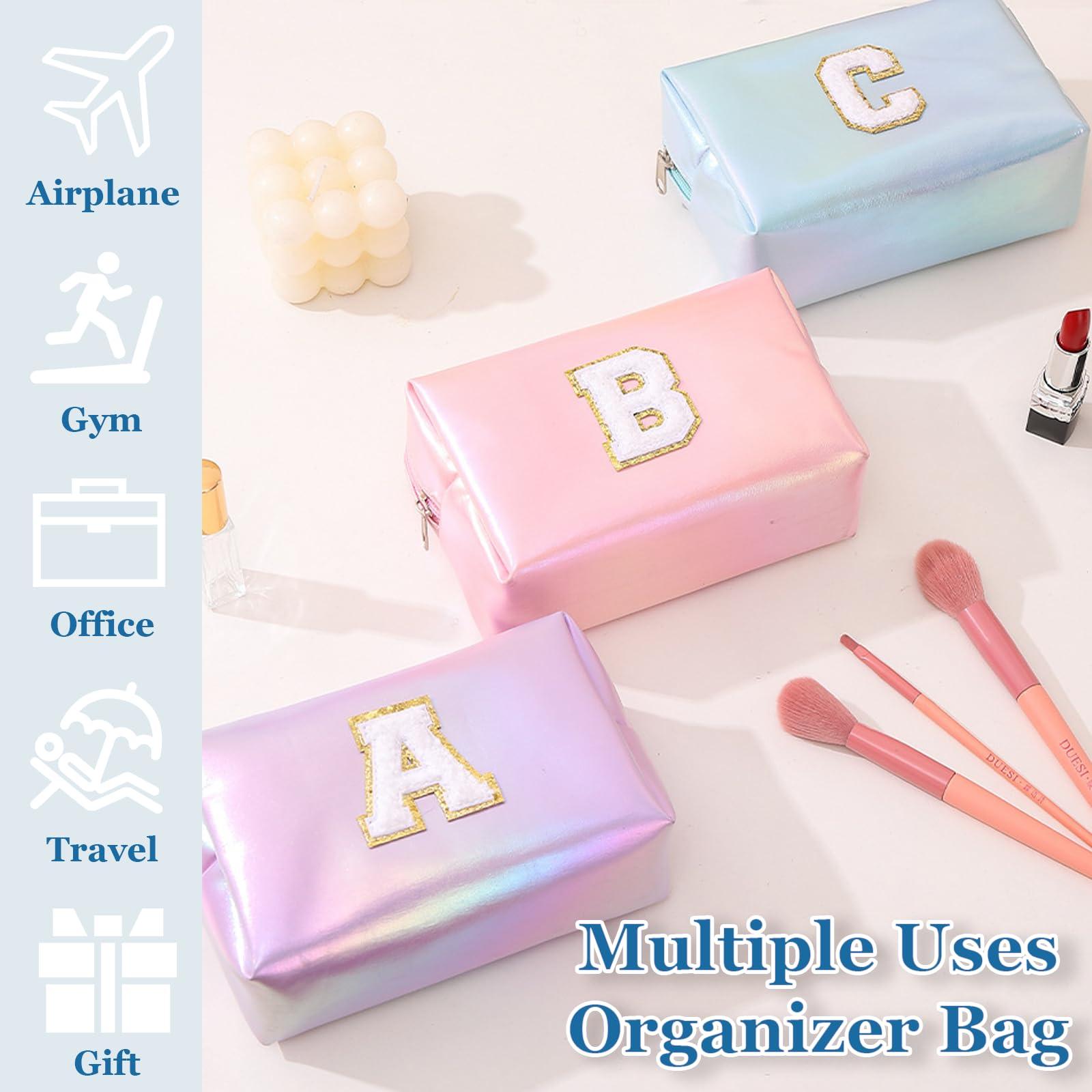 Boletochic Personalized Initial Makeup Bag, Letter Zipper Cosmetic Bag for Womens, Preppy Makeup Bags, Glitter Waterproof Cute Makeup Pouch, Travel Makeup Bags for Mother\'s Day Birthday GiftsLetter I)