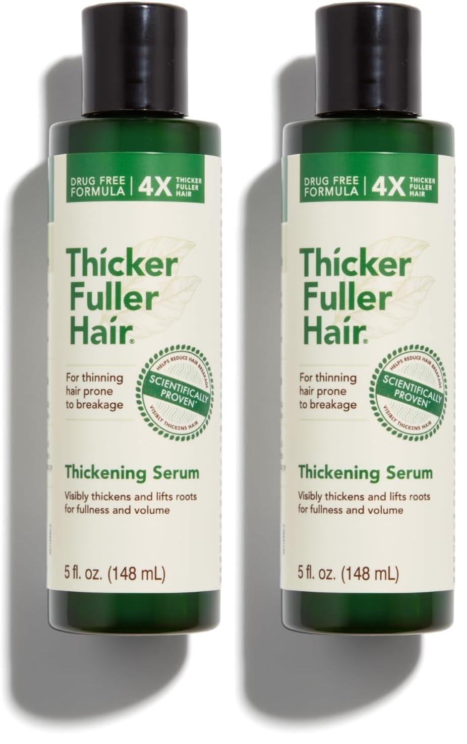 Thicker Fuller Hair Thicker Fuller Hair Hair Thickening Serum Advanced Thickening Solution - 5oz - Thickens & Lifts Roots for Fullness & Volume - Mongongo & Green Coffee Oils Fortify Hair & Reduce Breakage (Pack of 2)
