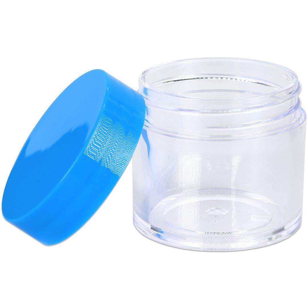 BEAUTI Beauticom 648pcs 30G/30ML (1oz) Thick Wall Round Plastic Clear Container Jars BPA Free LEAK PROOF with Flat Top Lids (648 Pieces, BLUE)