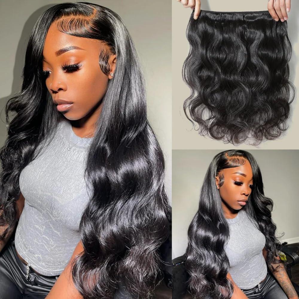 InsQueen 3 Bundles Human Hair 10A 100% Unprocessed Brazilian Virgin Human Hair Body Wave (18 20 22 Inch, Natural Black)