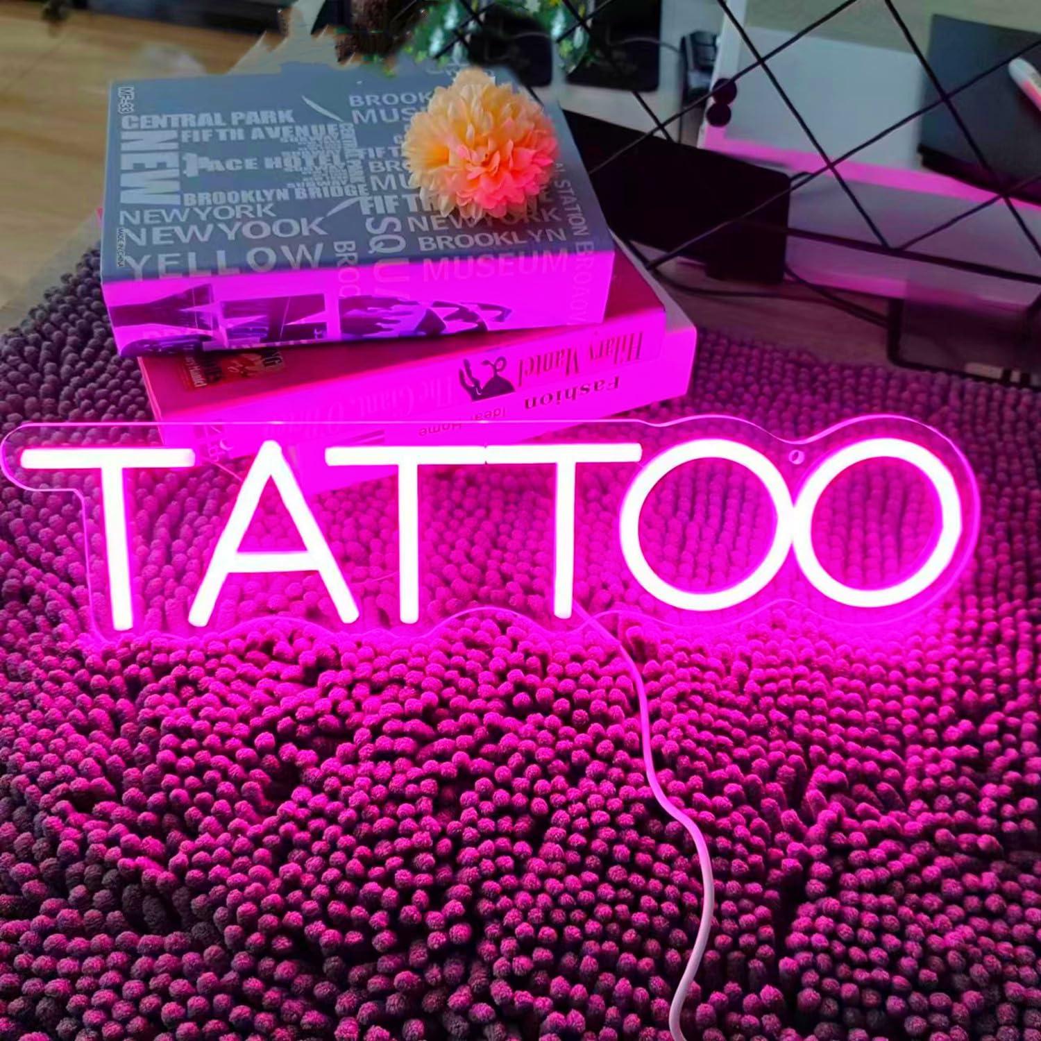 HFHungkeong HFHungkeong Dimmable Tattoo Neon Sign,Pink PersonNeon Signs,Reusable Arylic Tattoo Led Sign with Dimmer for Tattoo Salon, Studio, Shop Plaque,17x4in(Pink)