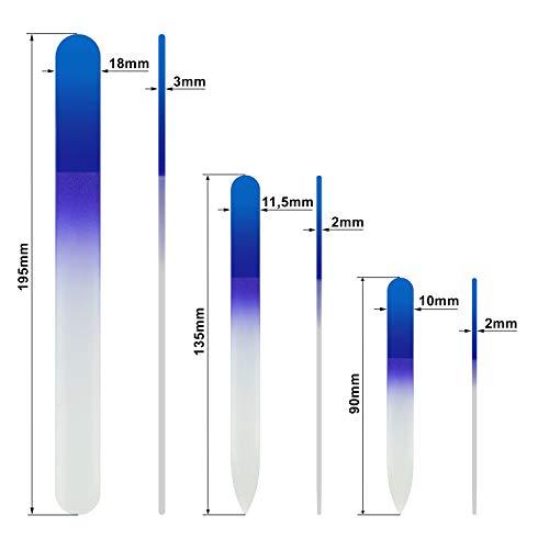 Mont Bleu Glass Nail File - Mont Bleu Premium Set of 3 Crystal Nail Files in Pouch - Handmade Gifts - Best Glass Nail Files for Natural Nails - Washable Double Sided Nail File - Etched Nail Files