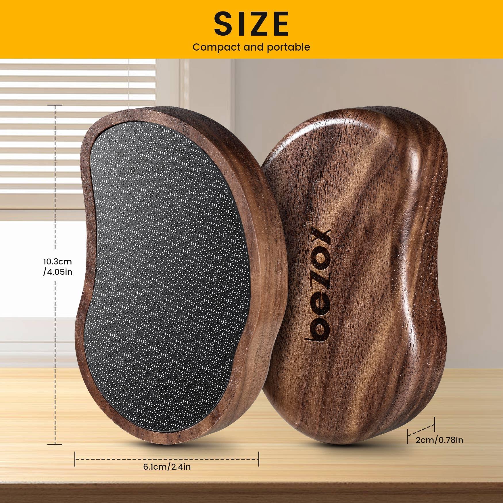 BEZOX BEZOX Glass Foot Scrubber(1 PCS) - Nano-glass Pedi Egg Pumice Stone for Feet Dead Skin, Plastic-Free Pedicure Foot File Callus Remover for Silky Smooth Feet - Walnut Wood Handled