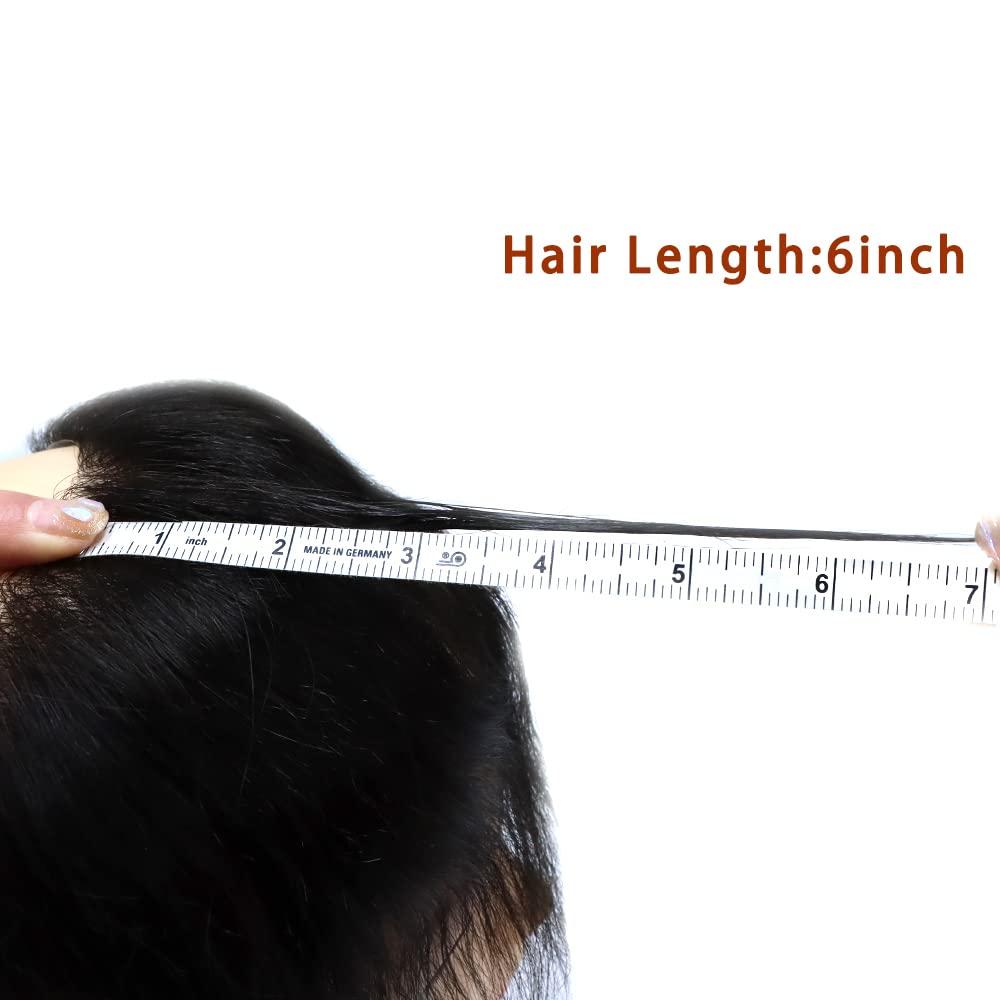 Healthlif Frontal Hair Piece For Receding Hairline Men\'S Toupee V-Shape Hairline European Human Hair Patch For Men Pu Frontal Hairpiece For Men Frontal Cover Hair Replacement System #4 MEDIUM BROWN 100% Density