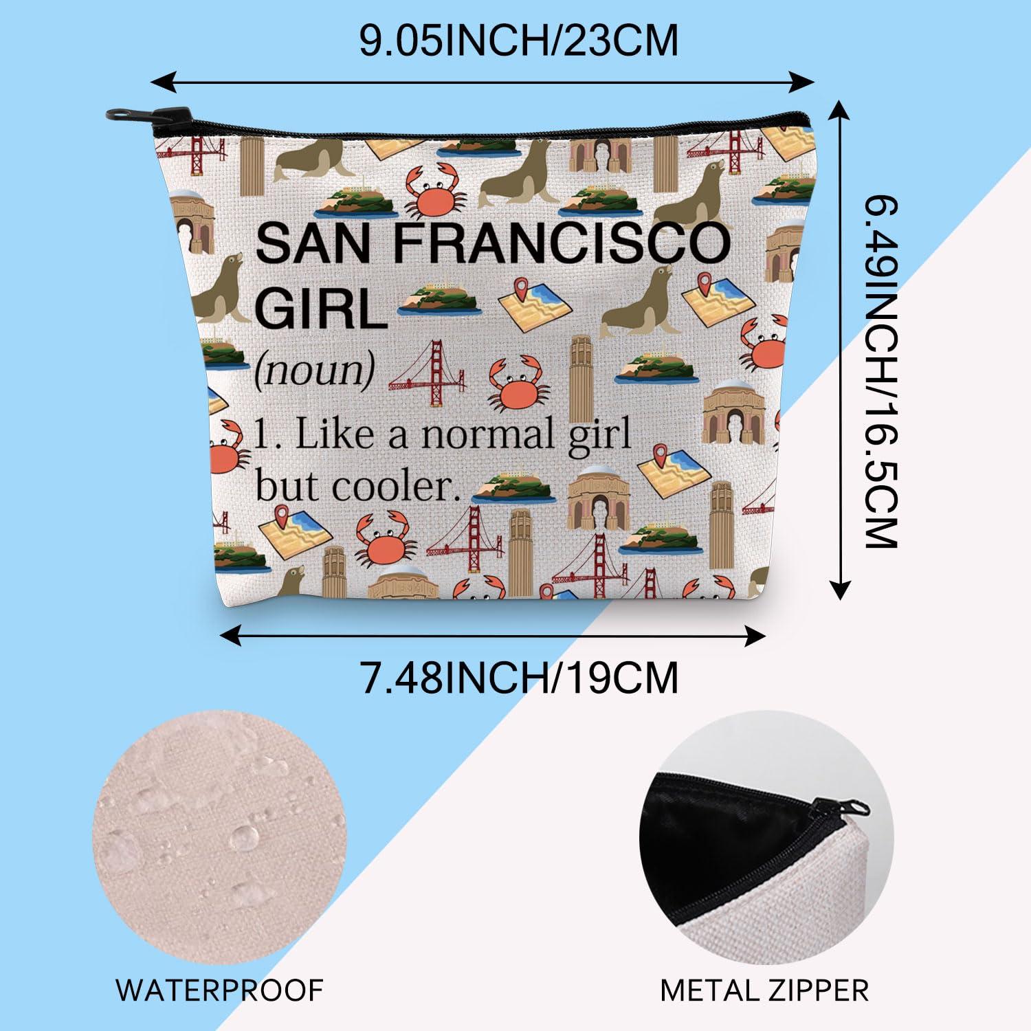 Gzrlyf Gzrlyf San Francisco Makeup Bag San Francisco Skyline Gift California Souvenirs Gift Trip Vacation Gift Cosmetic Travel Bag (SAN FRANCISCO GIRL noun)