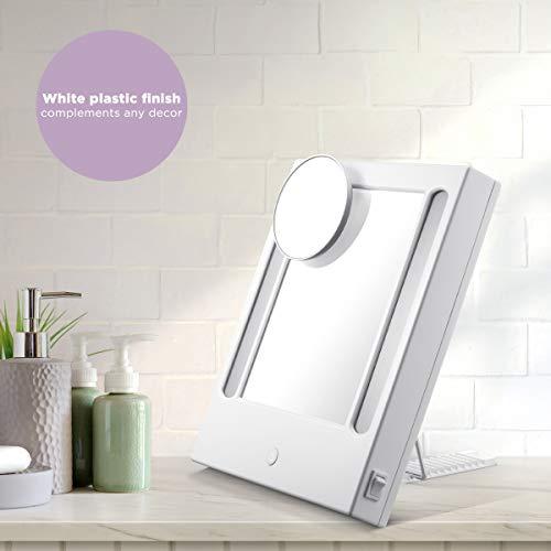 Conair Conair Lighted Makeup Mirror, LED Vanity Mirror, 1X/5X Magnifying Mirror, Corded in Glossy White