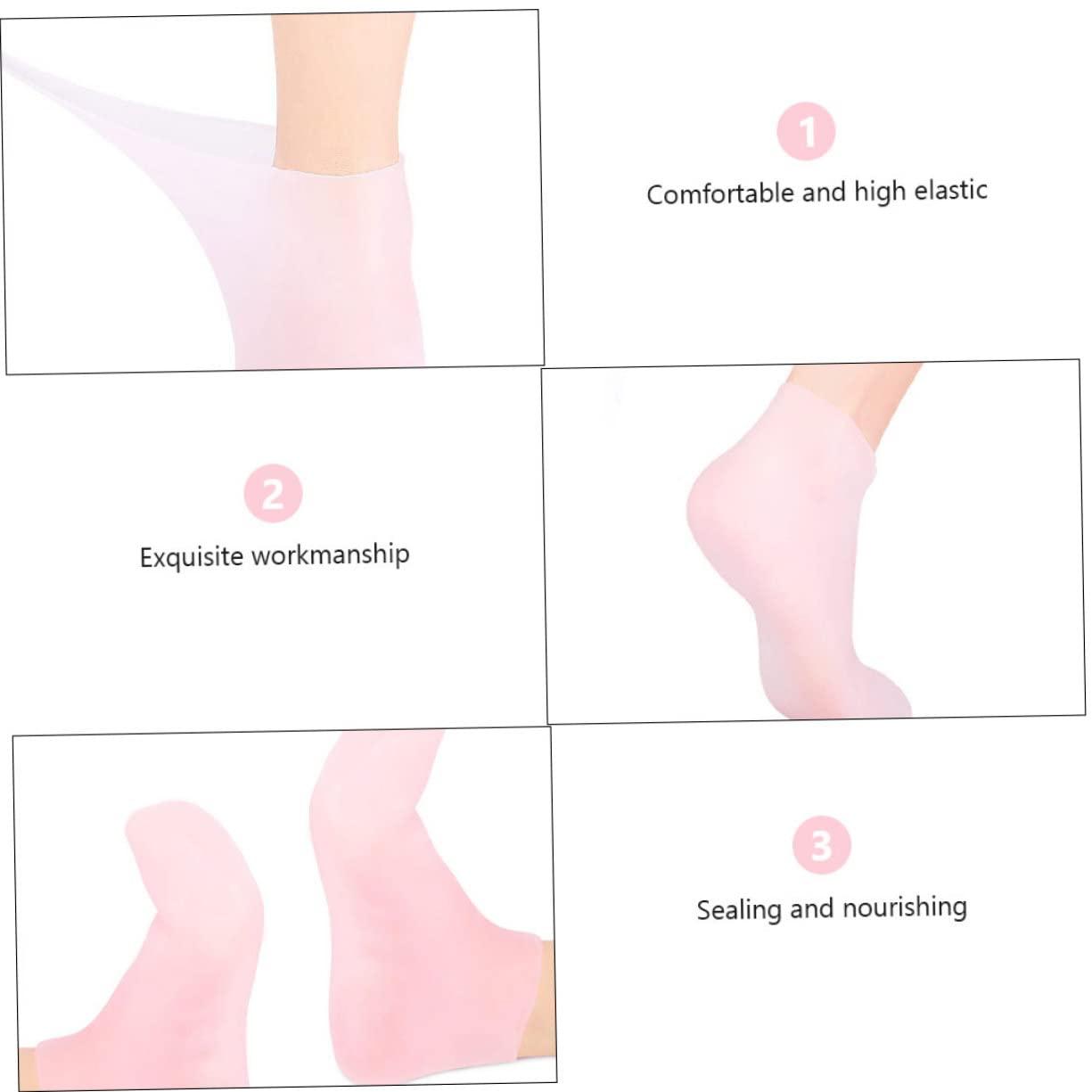 WOONEKY WOONEKY 1 Set Hydrating Sock Gloves Foot Care Socks Moisturizing Soften Socks Exfoliating Gloves Sock Spa Socks Gloves Cracked Foot Socks Full Finger Waterproof Gloves Gel Pink Sebs
