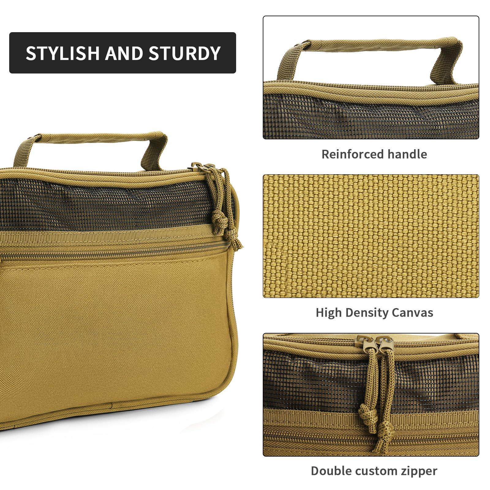 SUNRISING SUNRISING Mens Toiletry Travel Bag Toiletry Bag for Men Travel Toiletry Bag Men Hanging Toiletry Bags for Traveling Mens Dopp Kit for Travel Shaving Bag for Men Travel KhakiNo molle