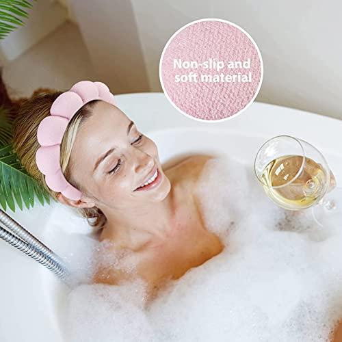 VANYCIG Mimi and Co Spa Headband for Women, Sponge Spa Headband for Washing Face, Makeup Headband Skincare Headband Puffy Spa Headband, Terry Towel Cloth Fabric Head Band for Skincare, Makeup Removal (White)