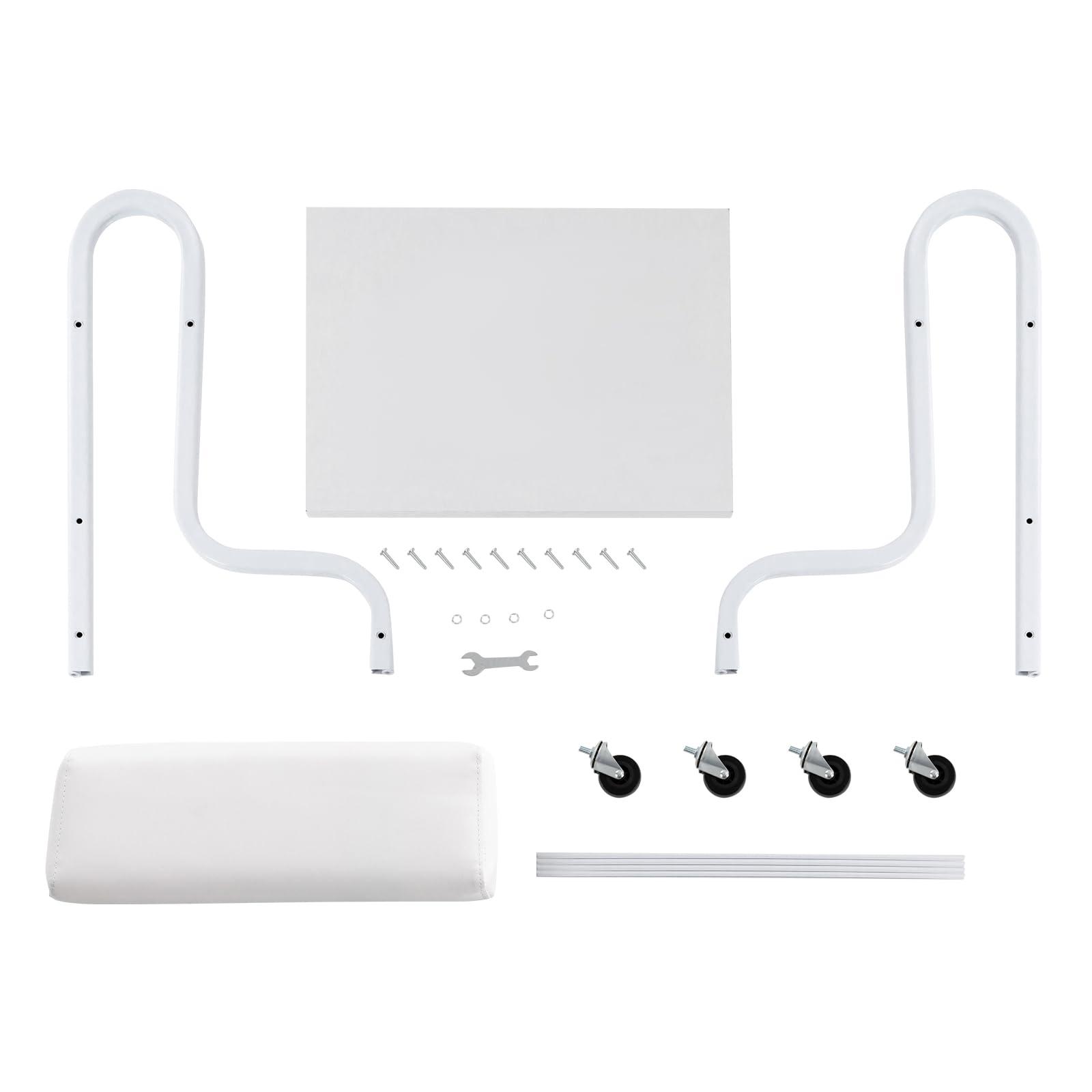 YUNLAIGOTOP YUNLAIGOTOP Rolling Trolley, Foot Rest Pedicure Manicure Funiture Massage Table with Wheels & Foot Pad, Beauty Salon Nail or Foot Bath Spa Portable Trolley Cart for Hair Salon, Family Bathroom (White)