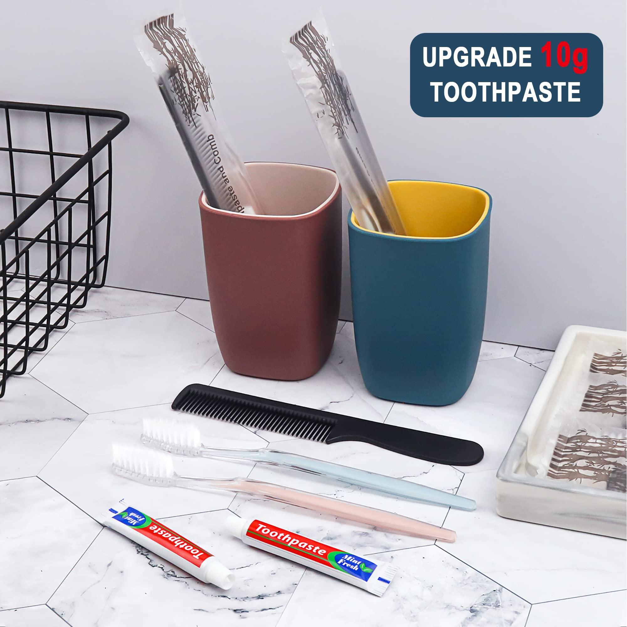 HQSLsund HQSLsund 100 Pack Disposable Toothbrushes Bundle with 100 Pack Hotel Vanity Kit Cotton Swabs