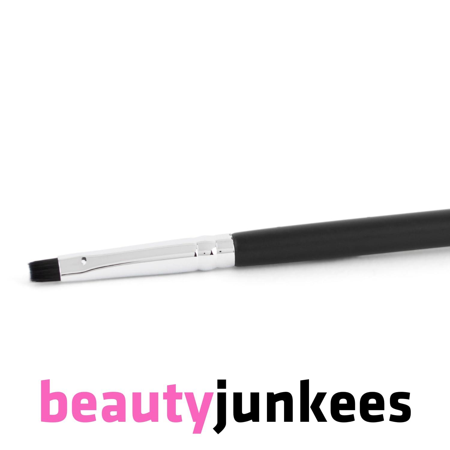 Beauty Junkees Flat Eyeliner Brush Definer Brush Pro Tight Eye Liner Brush Thin, Gel Eyeliner Brush, Small Fine Makeup Brush for Eyeliner, Tool Applicator for Gel Liquid Powder Cake Cream