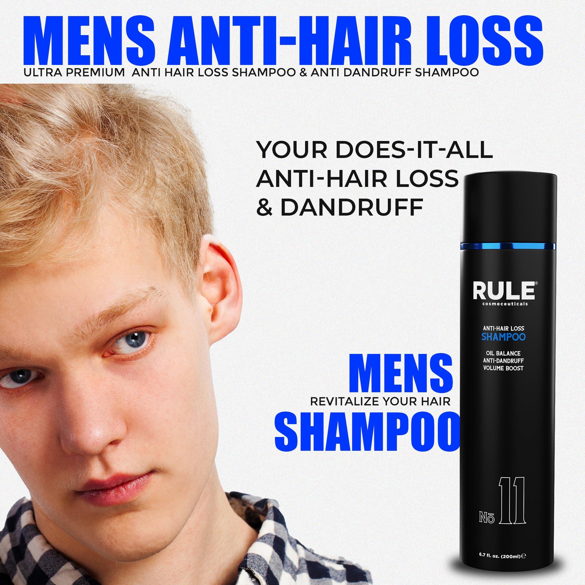 RULE COSMECEUTICALS RULE Anti Hair Loss Shampoo & Anti Dandruff Shampoo for Men and Women - Herbal DHT Blocking Shampoo & Dry Scalp Treatment for Thinning Hair, Hair Regrowth, Itchy Scalp and Hair Thickening, 6.7 fl oz
