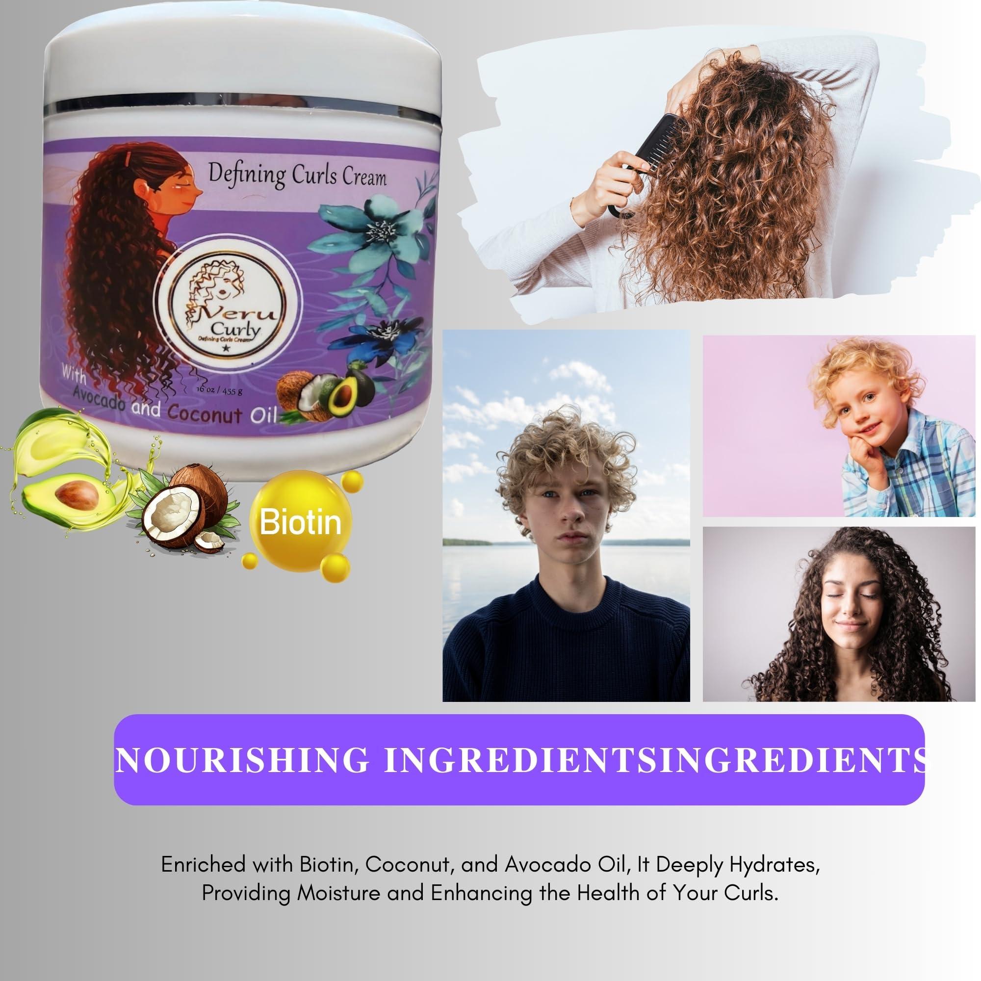 VeruCurly Curl Cream for Wavy Hair - (32 Oz) Pack of 2 - Curl Defining Cream For Non-Sticky, Hydrating & Smooth Curls With Breakage Protection - Maintains Moisture for Men and Women