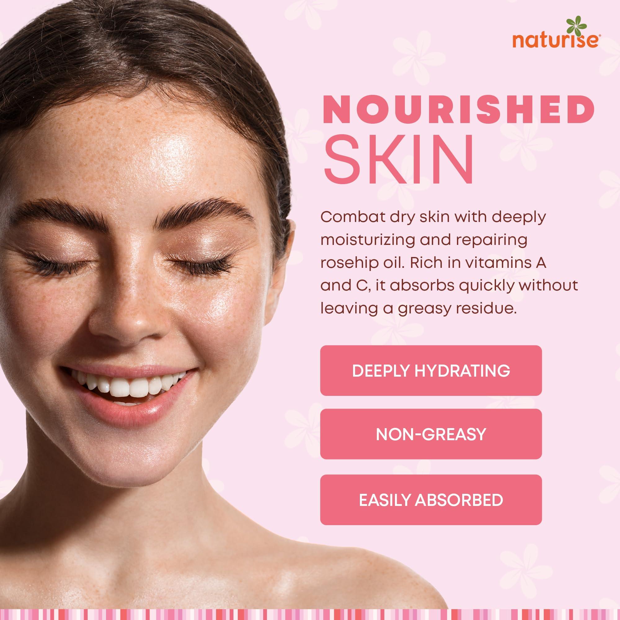 Naturise Naturise Organic Rosehip Seed Oil for Face, 100% Pure, Natural Cold Pressed Rose Hip Oil for Skin, Hair, Nails and Body Care (1 FL. OZ.)