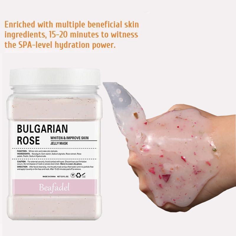 beafadel beafadel Jelly Mask Powder for Professional Facials Care,Hyalorunic Acid Moisturizing Hydro Face Peel Off Mask, Hydrating Gel Face Masks with Double-ended Silicone Brush, 23 Fl Oz (Bamboo Charcoal)