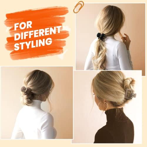 DEPOKA DEPOKA Matte Hair Clips for Women and Girls - Rectangle and Double Row Small Claw Clips for Thin/Medium Fine Hair - Nonslip Jaw Clips (Beige, Khaki, Brown, Black)