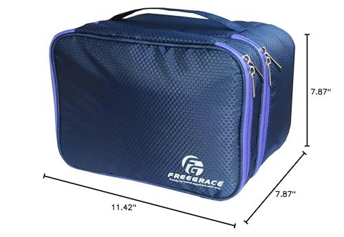Freegrace Travel Organizer Underwear Bag - Large Double Layer Packing Storage Bag - Fits Large Bra, Socks, Underpants, Cosmetic, Toiletry kit (Dark Blue)