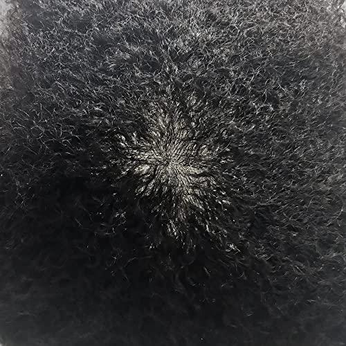 Healthlif Healthlif Afro Toupee For Black Men PU Skin Man Hair Piece Curly African American Man Weave Hair Units Real Human Hair Mens Toupee Afro 8MM Afro Wave #1B Off Black