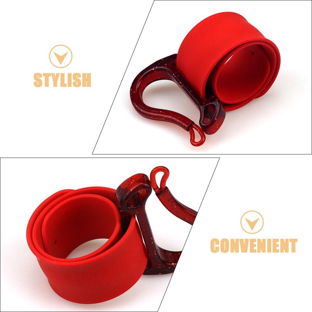 LOGOFUN LOGOFUN 4pcs Wrist Band Hairdressing Tool Rubber Band Storage Wrist Belt Hair Elastic Wrist Band for Salon Shop Supplies - Red
