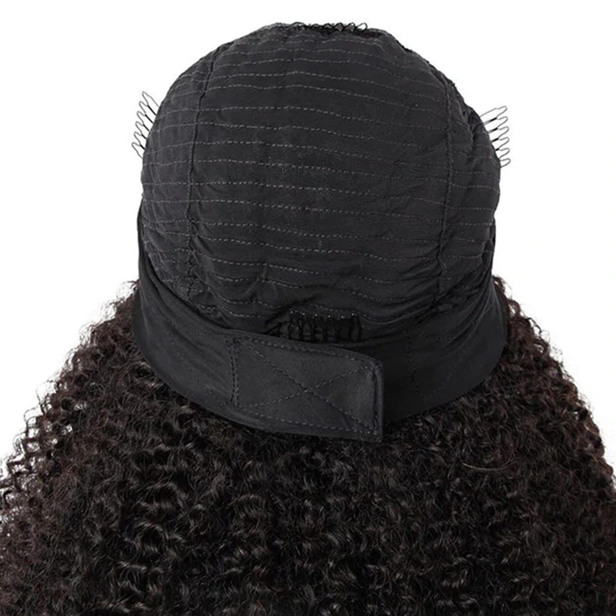 ISEE ISEE Wear and Go Mongolian Afro Kinky Curly Headband Wig Human Hair 200% Density Afro Wigs for Black Women Human Hair Natural Curls Grade 10A Glueless Human Hair Wigs (16 Inch)