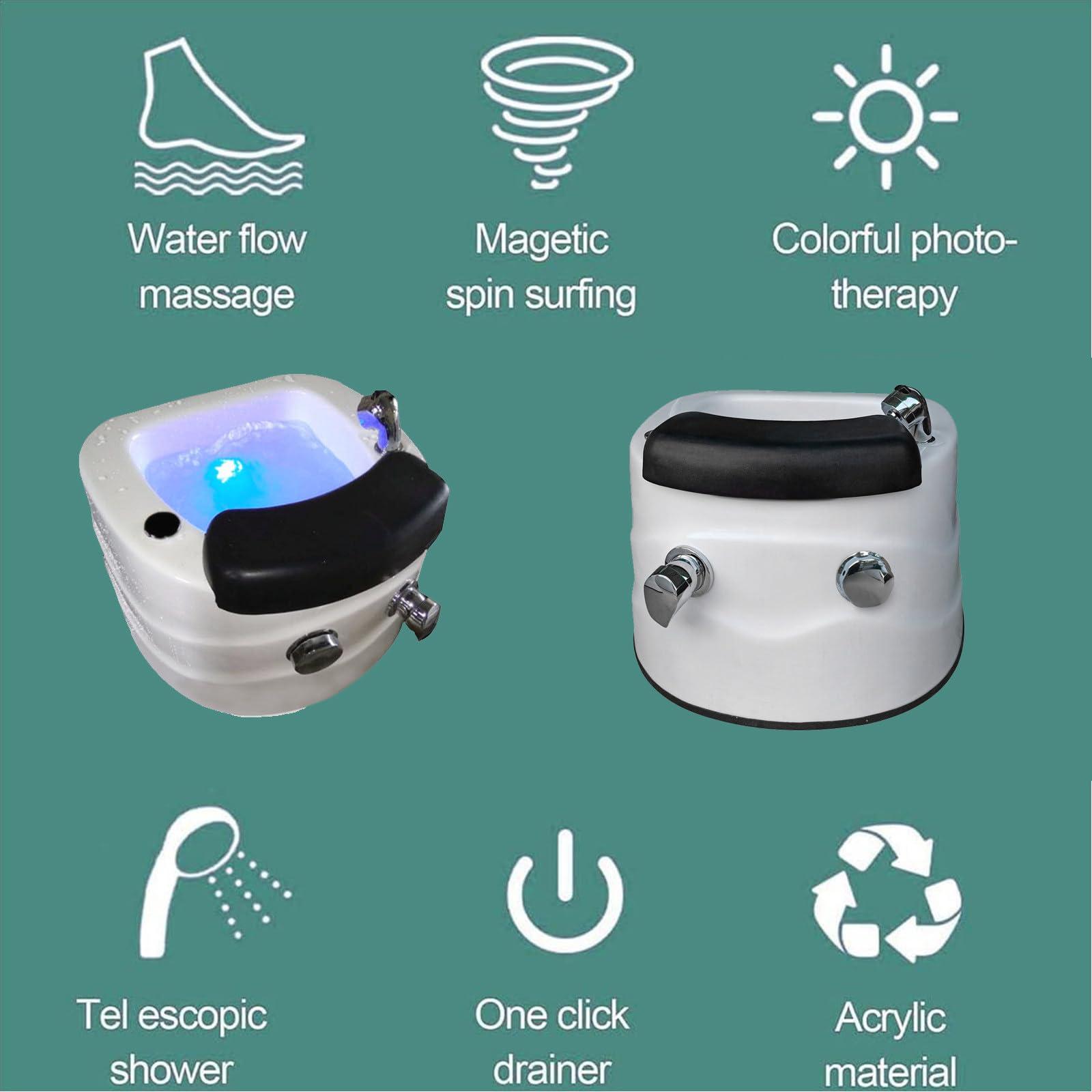 HENGCMM HENGCMM Acrylic Massage Footbath Colorful Lamp Footbath Home Foot Spa Pedicure Bowl Foot Detox Bucket Tub Nail Salon Massage Equipment Colorful Light Surfing Pedicure Bathtub