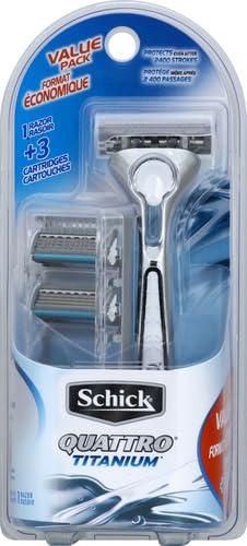Schick Schick Quattro Titanium Razor Schick Quattro, Quattro Razor, Titanium Razor with 3 Refill Blades