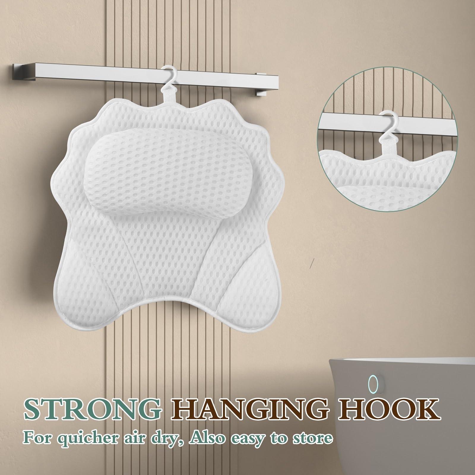 RUVINCE Bath Pillow RUVINCE Ergonomic Luxury Bathtub Pillow with Head,Neck, Shoulder and Back Support, 4D Bath Pillows for tub with 6 Powerful Suction Cups, Fits All Bathtub