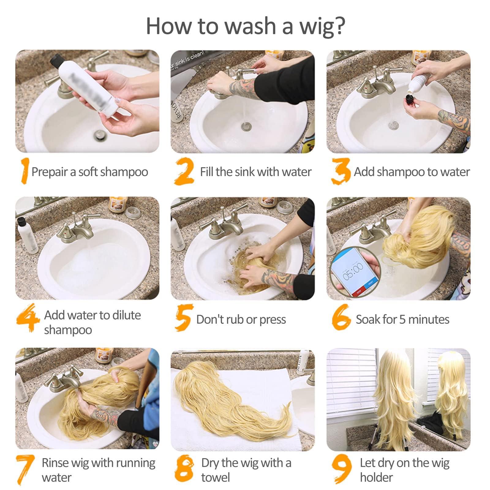 Ymiko Ymiko Blonde Curly Wig, Long Ombre Blonde Wig, Hair Length 26inch (about 65cm), Appropriate Head Circumference 52cm,57cm Blonde Wig Long Blonde Wig with Women Long Curly Body Wavy Blon