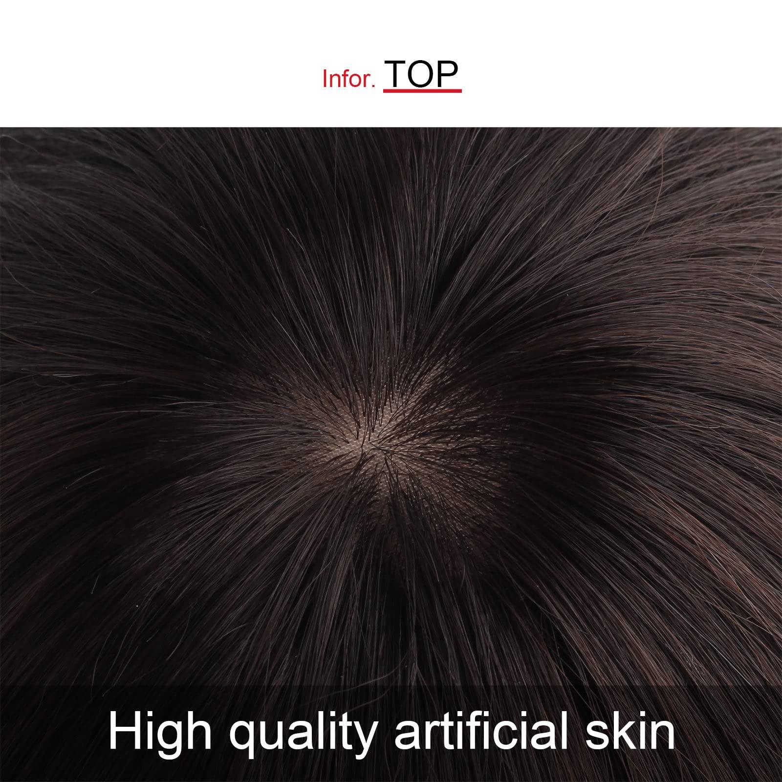 igennki igennki Short Casual Bob Wig with Bangs for Asian Young Women (Human Hair Blend+Medical Base, 3 Dark Brown)