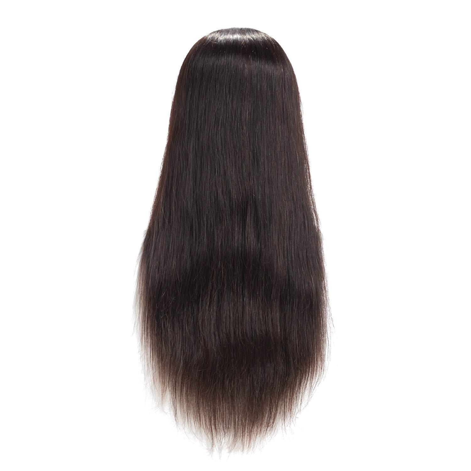 training head 24"-26" 100% Human Hair Mannequin Head Training Head Cosmetology Manikin Head Doll Head with Free Clamp (black)