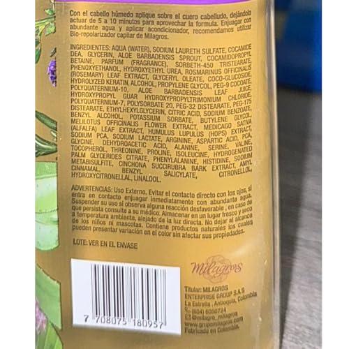 Milagros Enterprise Group S.A.S 2 Pack Ultranutritivo Premium Milagros Shampoo 15.2 oz - | Ideal for daily washing, Rosemary and Quina | Colombia Shampoo Milagros hair care