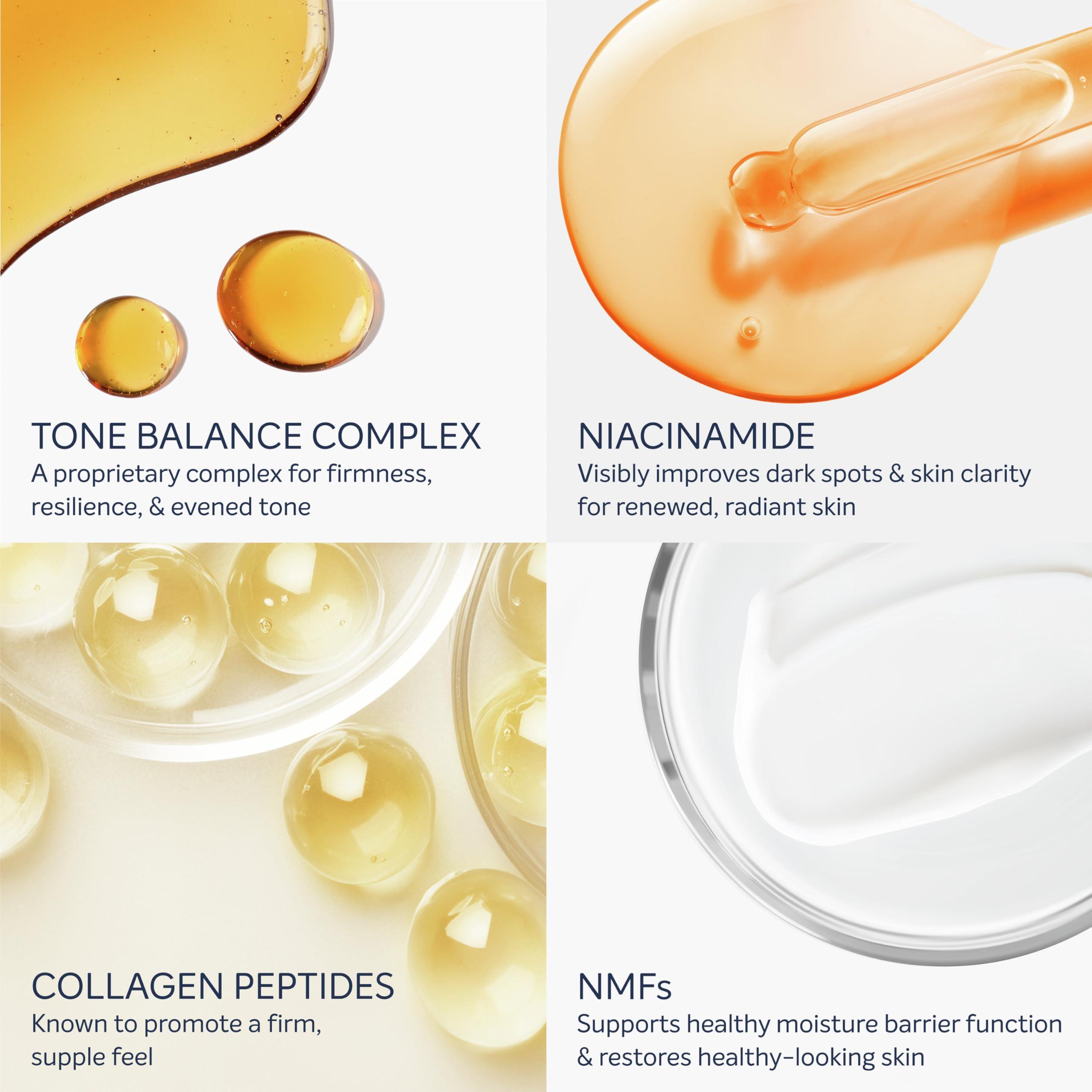 Dove Dove Targeted Serum Multipurpose for Stretch Marks, Dark Spots, Uneven Skin Tone and Elasticity,with Tone Balance Complex, Niacinamide, Collagen Peptides and Natural Moisturizing Factors, 3.2 oz