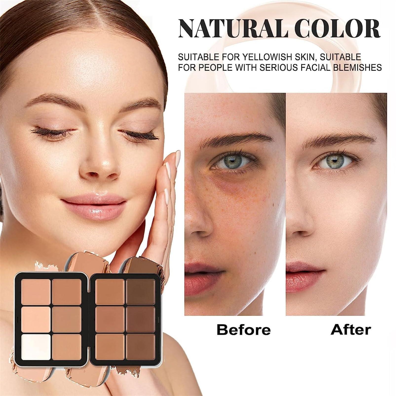 Yotfieot 12-Color Concealer & Blush Cream Palette, 2-In-1 Cream Blush Palette, Long-Wearing Full Coverage Makeup Full Coverage Makeup Highlight Blush Palette Face Cosmetics Makeup (12-E)