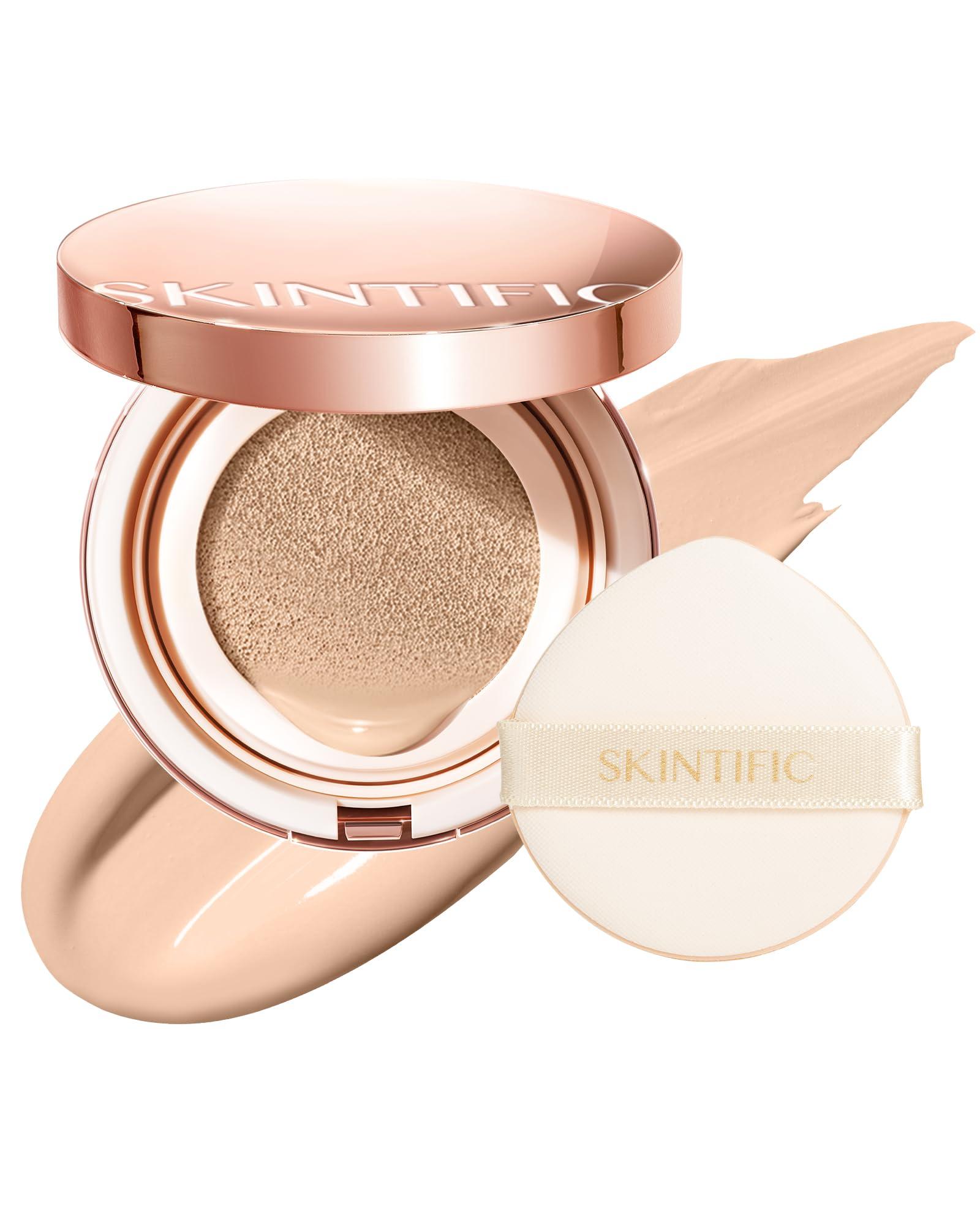 SKINTIFIC SKINTIFIC Cushion Foundation | Cover All Perfect Air Cushion | SPF 35 PA++++ | Oil-Control Waterproof Fondation Sweatproof Matte Finish Poreless Foundation Flawless BB Cream CC Cushion Makeup