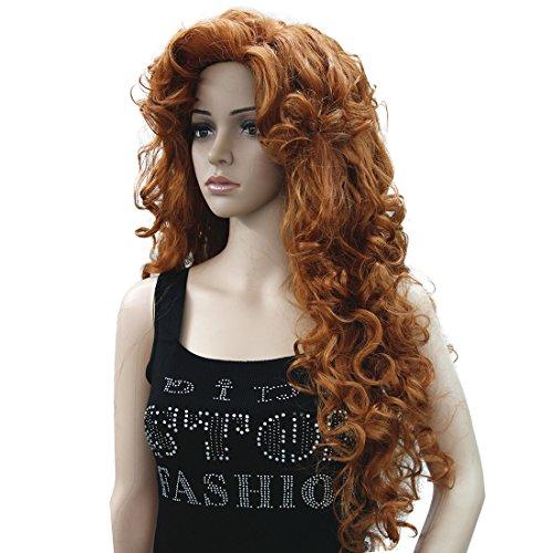 Lydell Lydell Women Long Curly wig Hairstyles Hair Synthetic Full Wigs (130A Copper Red)