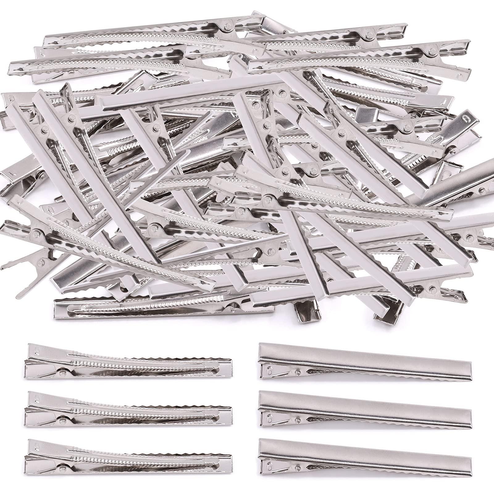 Mardatt Mardatt 200Pcs 2.95 inch / 7.5 cm Alligator Hair Clips Bulk Silver Single Prong Hair Clips For Bows Making Hair Pins For Sectioning Hair Styling And Sectioning Hairdressing DIY Crafts