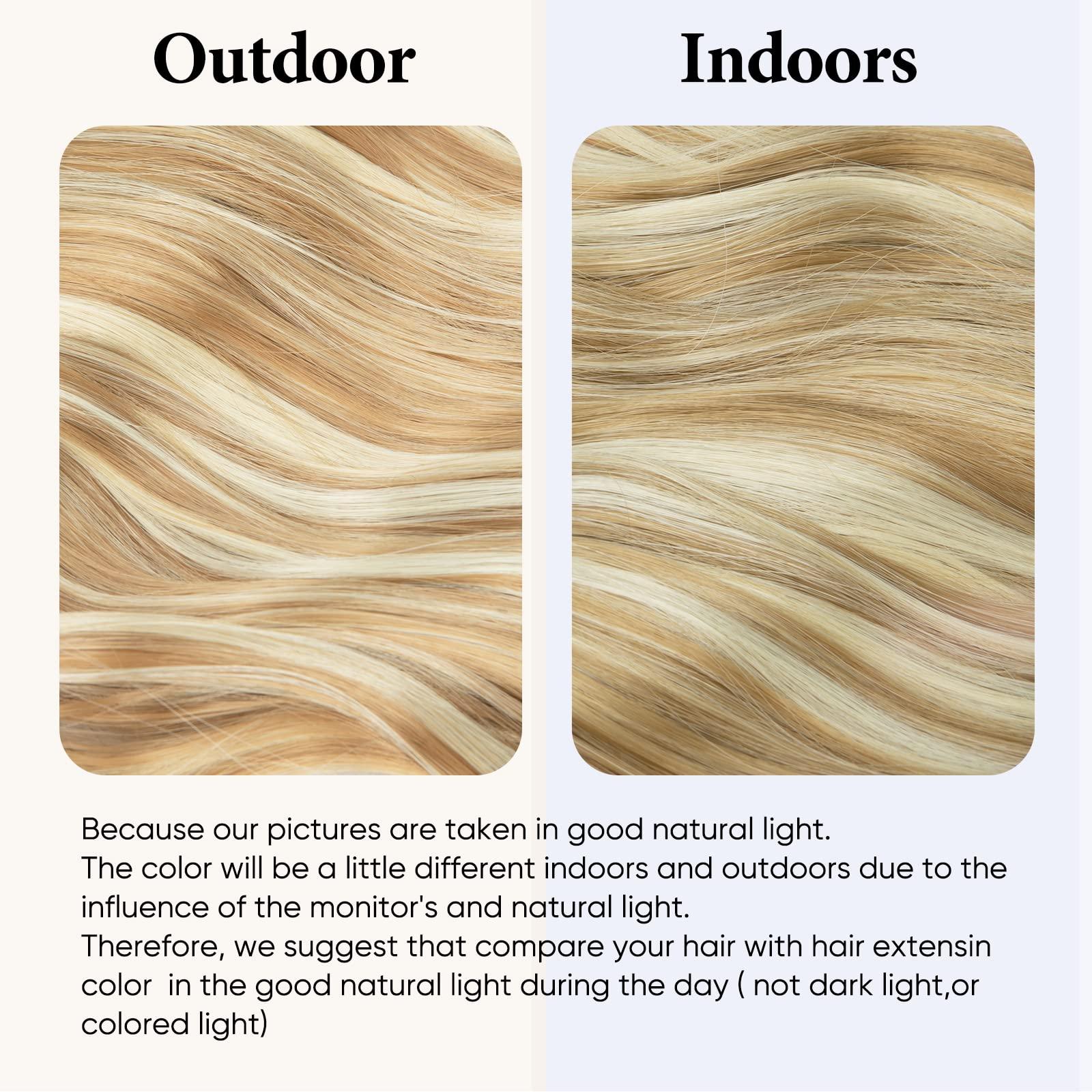 SARLA SARLA Invisible Wire Hair Extension with 3 Clips Synthetic Long Beach Wave Hairpiece Transparent Adjustable Headband for Women 24 Inch Honey Blonde/Bleach Blonde