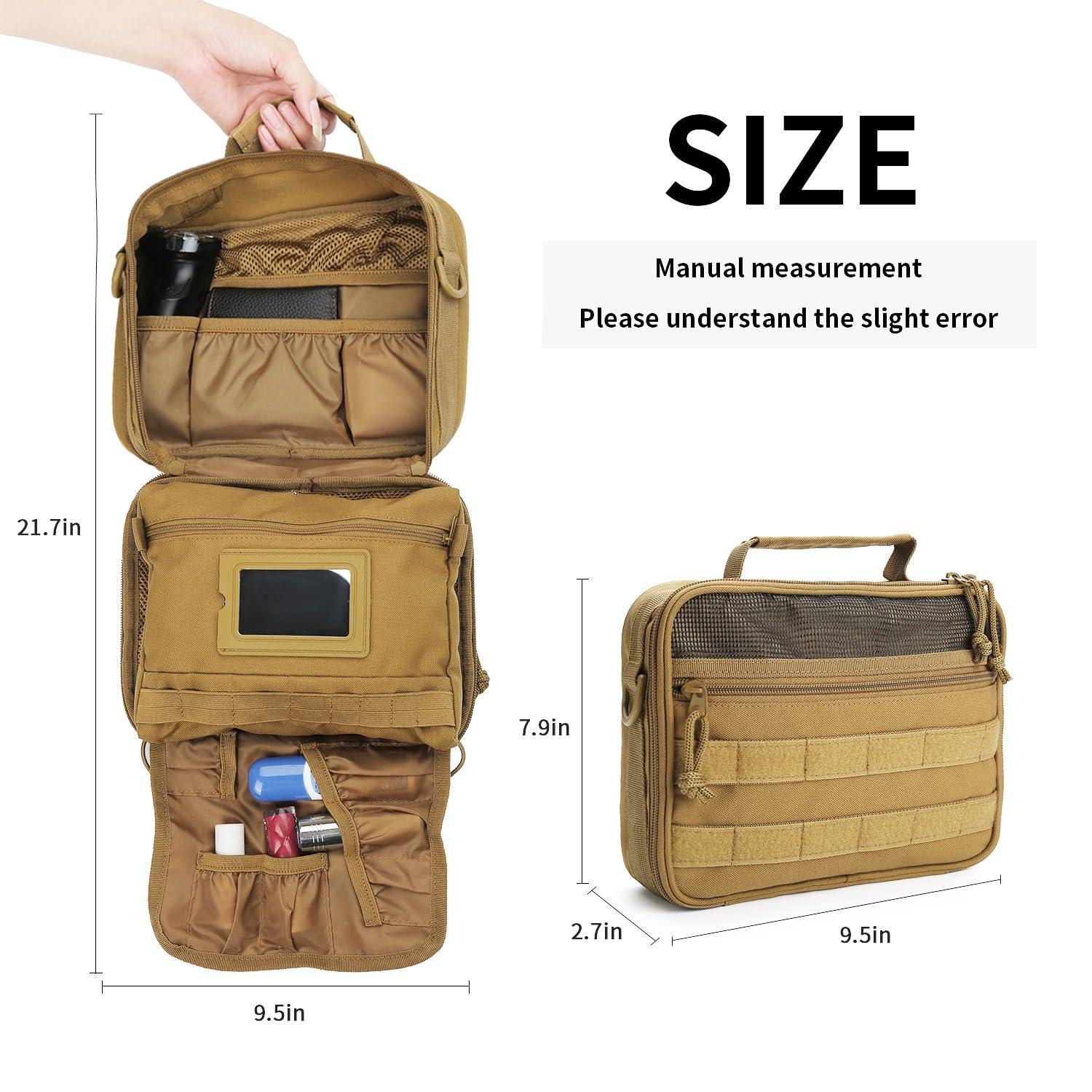 SMONT SMONT Tactical Toiletry Bag for Men Travel, Hanging Dopp Kit Shaving Hygiene Bag for Traveling Bathroom Brown