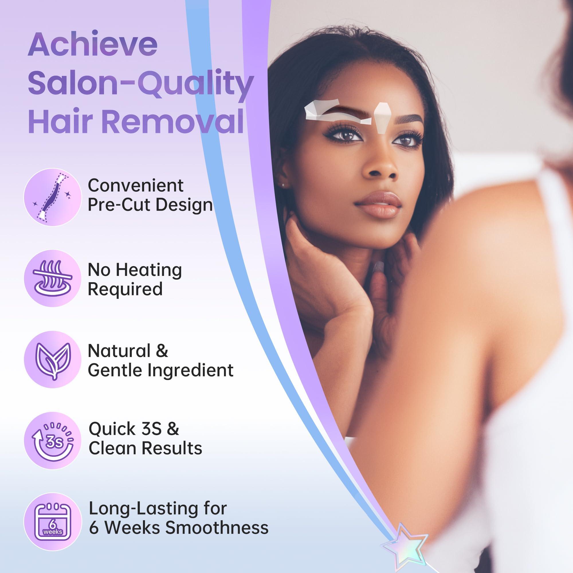 LAWINK Eyebrow Wax Strips Kit Facial Wax Strips for Hair Removal 24 Strips 4 Calming Oil Wipes Mouth waxing wax Eyebrow hair removal Facial Hair Removal for Women LAWINK (Eyebrow)