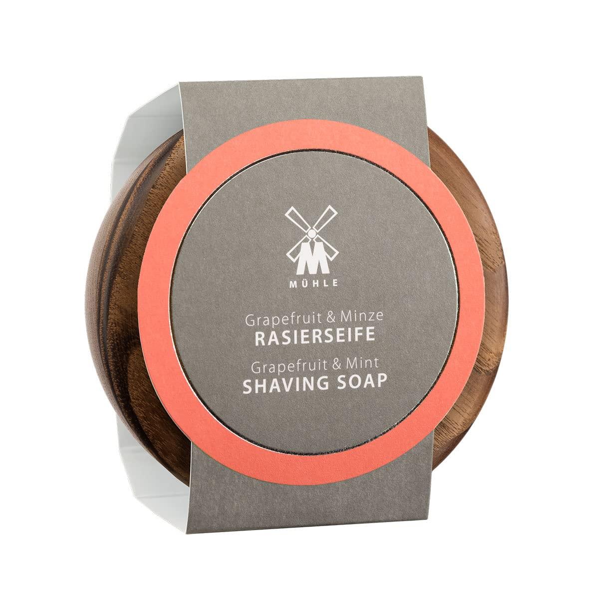 MHLE MHLE Wooden Bowl With Grapefruit & Mint Shaving Soap, 65 Grams Shave Soap for Men, Rich & Light Soap Formula, Nurturing Solid Shave Soap Lather, Cooling Effect On Skin