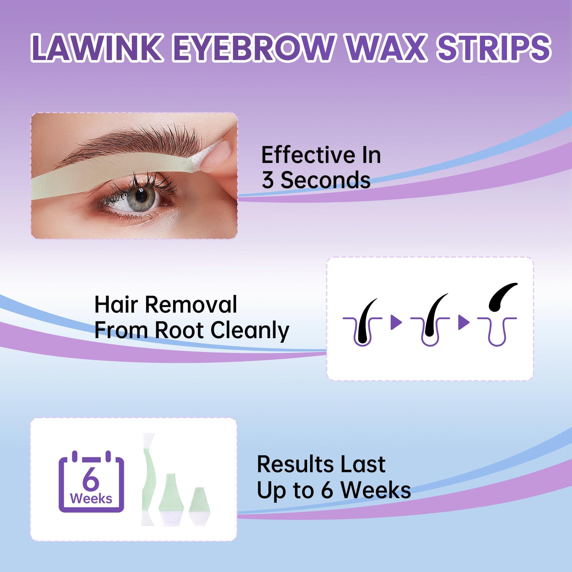 LAWINK Eyebrow Wax Strips Kit Facial Wax Strips for Hair Removal 24 Strips 4 Calming Oil Wipes Mouth waxing wax Eyebrow hair removal Facial Hair Removal for Women LAWINK (Eyebrow)
