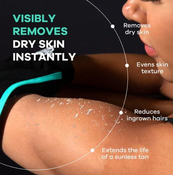 Dermasuri Dermasuri Deep Exfoliating Glove for Shower - Scrubbing Mitt Body Scrubber Gloves Skin Exfoliator & Eliminates Dead Skin - Keratosis Pilaris Scrub Spray Tan Remover - Korean Skincare for Body (2 Pack)